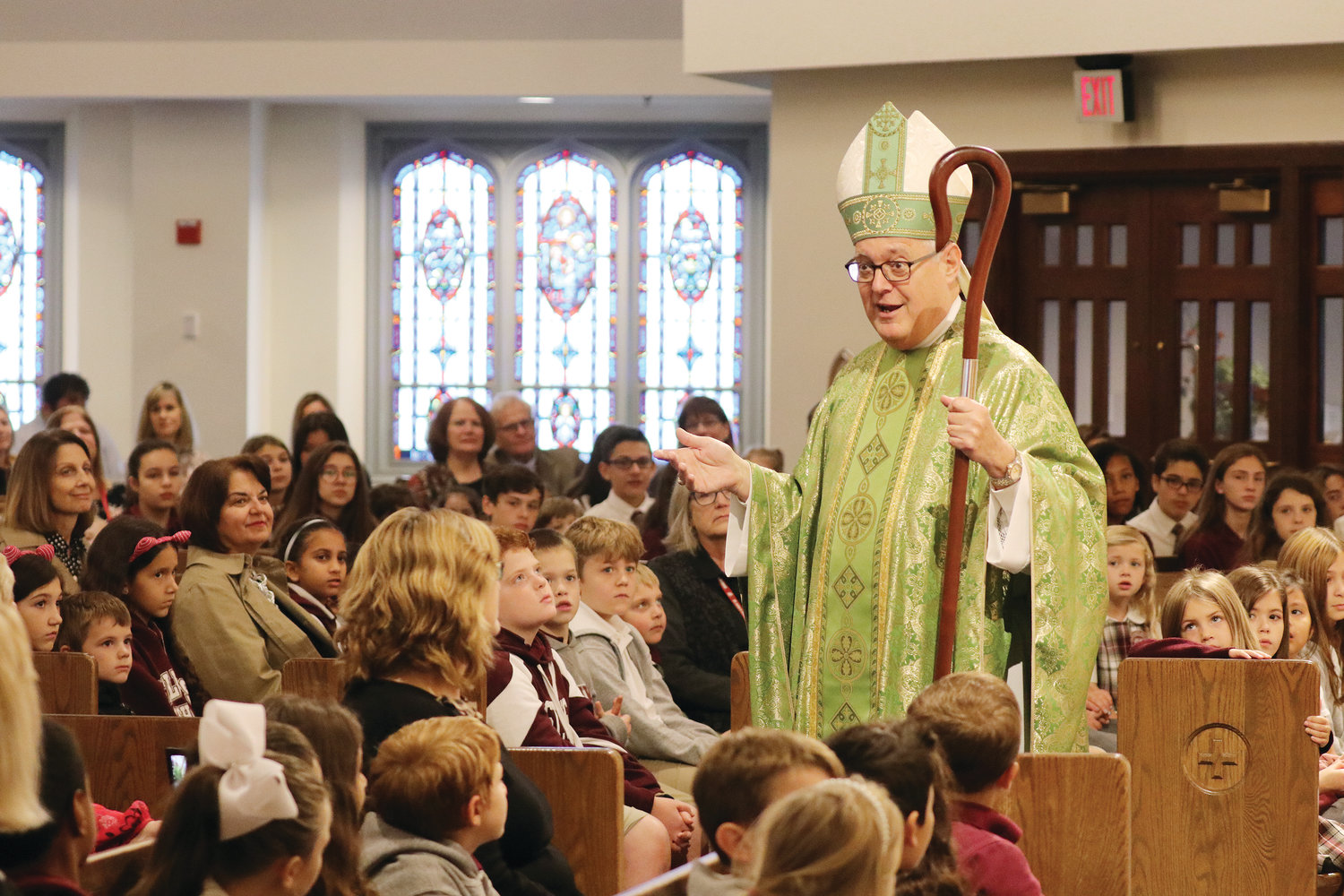 Bishop Thomas J. Tobin delivers the homily at Mass.